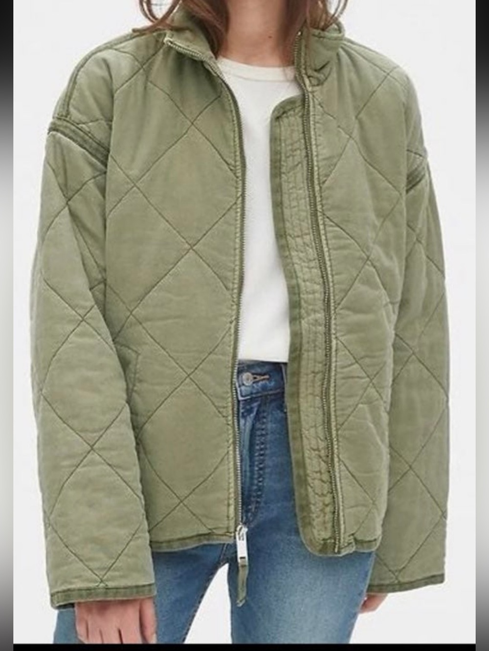 GAP Quilted Olive Bomber Jacket Size Small NWT